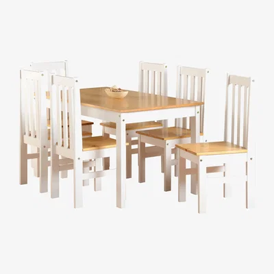 Dunelm Ludlow 6 Seater Dining Set White and Brown
