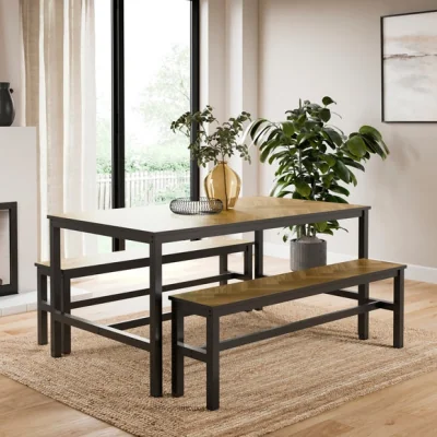 Dunelm Fulton 6 Seater Rectangular Dining Table with 2 Benches