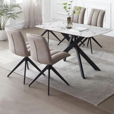 Dunelm Indus Valley Aura Dining Table With 4 Aura Dining Chairs