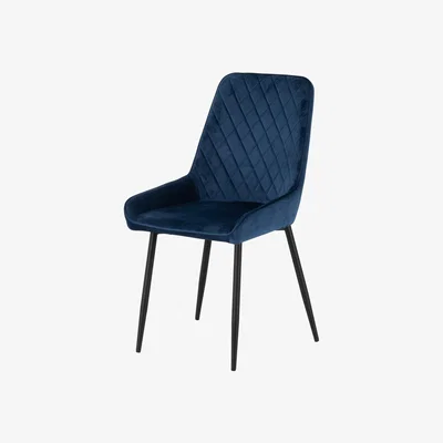 Dunelm Avery Set of 2 Dining Chairs Blue Velvet Navy Blue