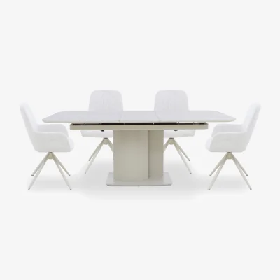 Furniture Village Pebble Pop Up Extending Dining Table and 4 Swivel Dining Arm Chairs - 160-cm