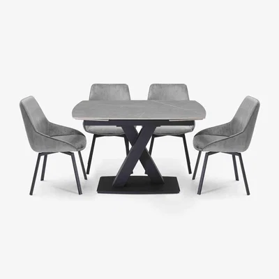 Furniture Village Murcia Extending Dining Table and 4 Veja Swivel Chairs