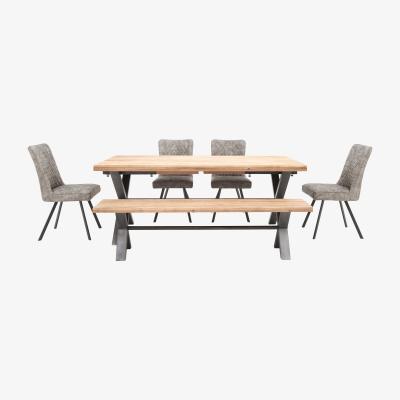 Furniture Village Earth Large Dining Table, 4 Dining Chairs and Large Dining Bench