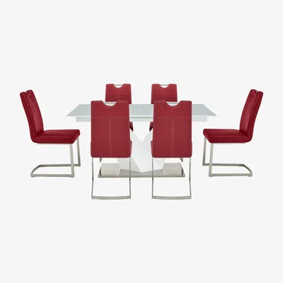 Furniture Village Panama Extending Table and 6 Chairs - Red