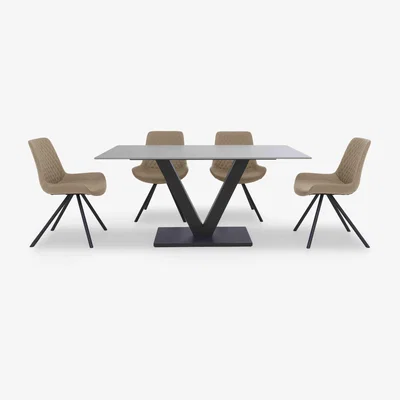 Furniture Village Ion Fixed Dining Table with 4 Chairs - 135-cm - Light Brown