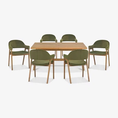 Furniture Village Stratford Small Extending Dining Table with 6 Fabric Dining Arm Chairs