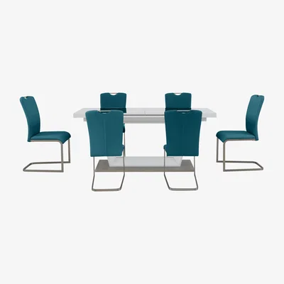 Furniture Village Bianco Large Extending Dining Table and 6 Chairs Dining Set
