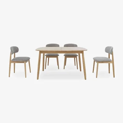 Furniture Village Stockholm Small Extending Dining Table and 4 Wooden Chairs - Light Oak