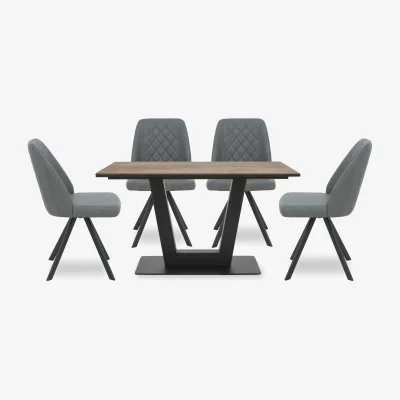 Furniture Village Venus Dining Table and 4 Jupiter Chairs - Grey