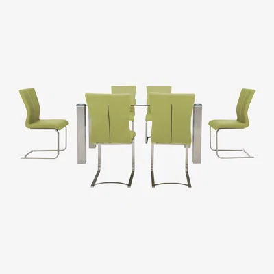Furniture Village Ideas 160cm Dining Table with Grey Tabletop and 6 Dining Chairs with Square-Edged Cantilever Bases with Curved Bar