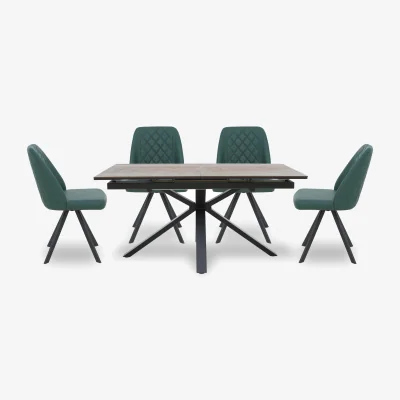 Furniture Village Jupiter Pop Up Extending Dining Table and 4 Swivel Chairs - Green