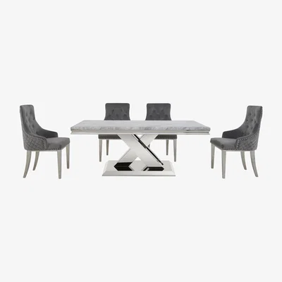 Furniture Village Dolce Dining Table and 4 Button Back Dining Chairs