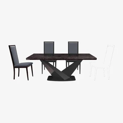 Furniture Village Vita Extending Dining Table and 4 Wooden Chairs with Plain Upholstered Backs - 300-cm