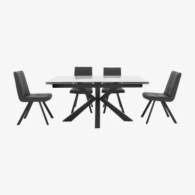 Furniture Village Phoenix Dining Table and 4 Dining Chairs - Grey