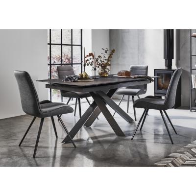 Furniture Village Samurai Extending Dining Table and 4 Faux Leather Dining Chairs