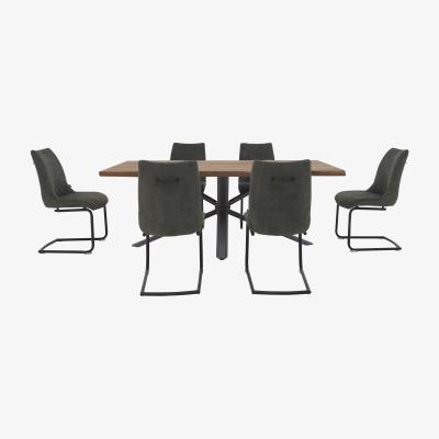 Furniture Village Habufa - Philadelphia Dining Table and 6 Dining Chairs - 230-cm - Grey