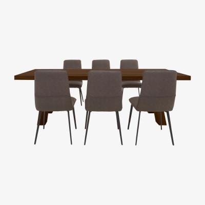 Furniture Village Bodahl - Odin Dining Table with 6 Timm Faux Leather Chairs Set - 220-cm - Desert
