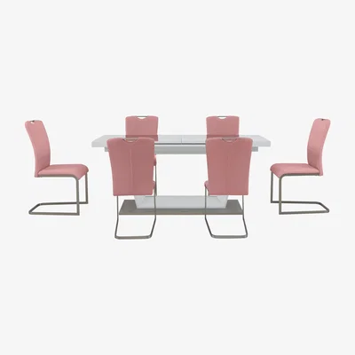 Furniture Village Bianco Large Extending Dining Table and 6 Chairs Dining Set
