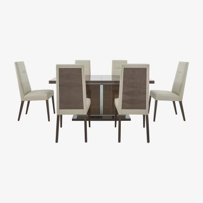 Furniture Village ALF - Vito Large Extending Dining Table and 6 Cream Faux Leather Dining Chairs