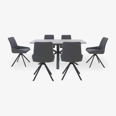 Furniture Village Matteo Extending Dining Table with 6 Faux Leather Chairs