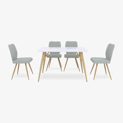 Furniture Village Jonah Fixed Dining Table with 4 Faux Leather Chairs