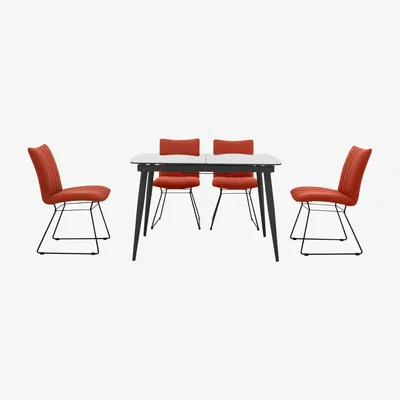 Furniture Village Ace Small Extending Dining Table and 4 Chairs - Orange