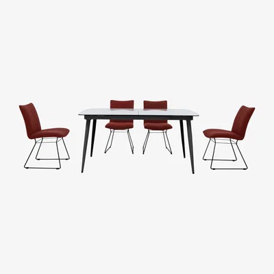 Furniture Village Ace Large Extending Dining Table and 4 Chairs - Orange