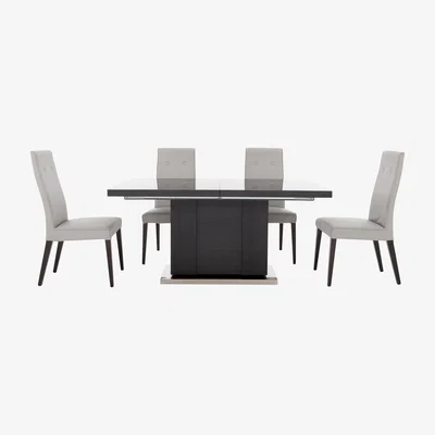 Furniture Village ALF - St Moritz Extending Table and 4 Faux Leather Upholstered Chairs - Grey