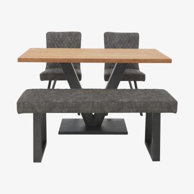 Furniture Village Compact Earth Dining Table, 2 Chairs and Low Bench Set - Grey