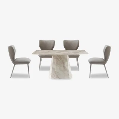 Furniture Village Elegante Dining Table and 4 Chairs - 150-cm - Taupe
