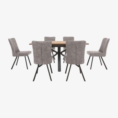 Furniture Village Earth Pop-Up Extending Dining Table and 6 Chairs - Platinum