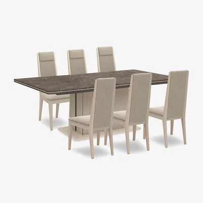 Furniture Village Lusso Large Extending Dining Table and 6 Panelled Fabric Chairs
