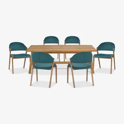 Furniture Village Stratford Large Extending Dining Table with 6 Fabric Chairs