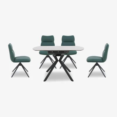 Furniture Village Quattro Extending Swivel Dining Table and 4 Swivel Chairs