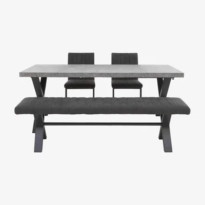 Furniture Village Moon Dining Table with 2 Cantilever Chairs and Bench Set - 150-cm