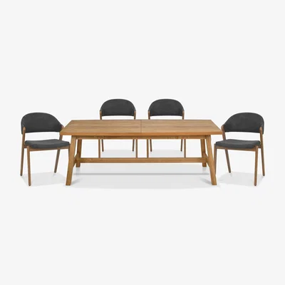Furniture Village Stratford Large Extending Dining Table with 4 Fabric Chairs - Dark Grey