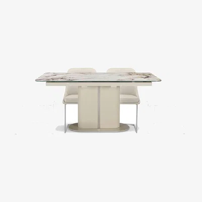 Furniture Village Avorio Pop-Up Extending Dining Table and 4 Chairs - 130-cm