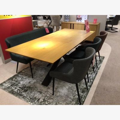 Furniture Village Hanoi dining table set, including table, 3 chairs, bench and matching sideboard