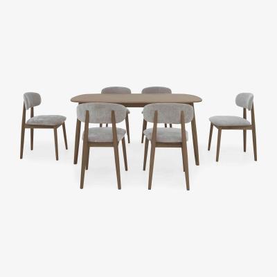 Furniture Village Stockholm Fixed Dining Table with 6 Wooden Chairs