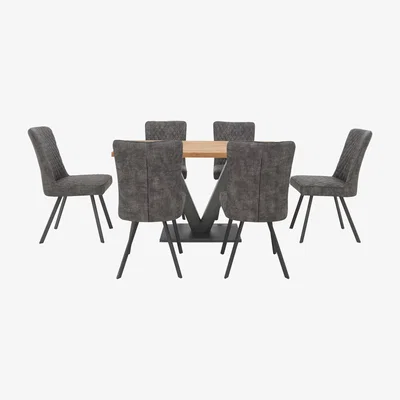 Furniture Village Compact Earth Dining Table and 6 Dining Chairs