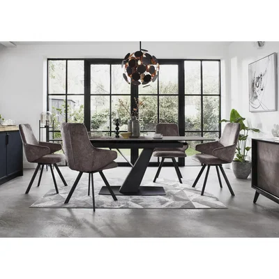 Furniture Village Enterprise Dining Table and 4 Swivel Arm Chairs Dining Set