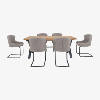 Furniture Village Earth Dining Table with 6 Cantilever Dining Chairs - 150-cm