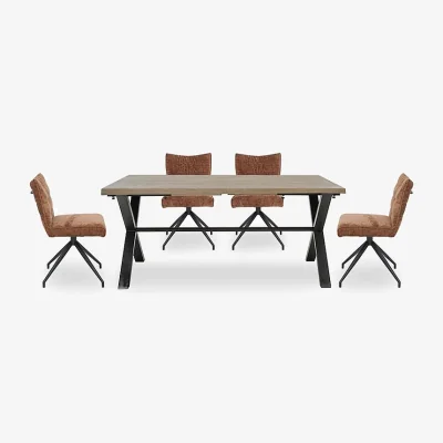Furniture Village Saturn Large Straight Edge Dining Table and 4 Swivel Chairs