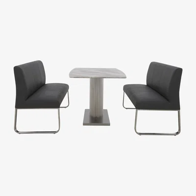 Furniture Village Cocoon Dining Table and 2 High Back Benches - Black