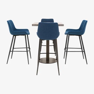 Furniture Village Moon Bar Table and 4 Rocket Bar Stools - Blue
