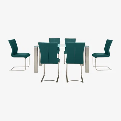 Furniture Village Ideas 160cm Dining Table with White Tabletop and 6 Dining Chairs with Square-Edged Cantilever Bases with Curved Bar
