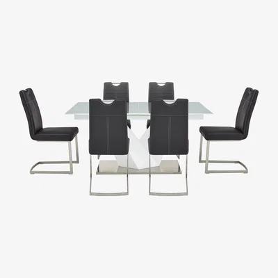 Furniture Village Panama Extending Table and 6 Chairs - Black