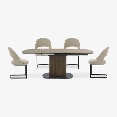 Furniture Village Tiber Swivel Extending Dining Table and 4 Cantilever Chairs