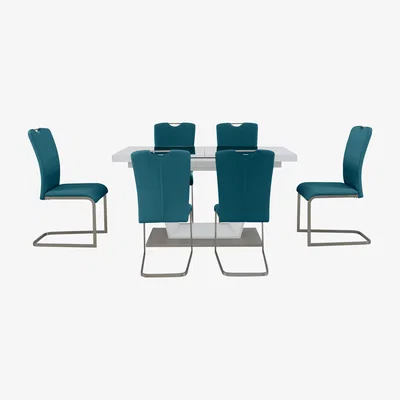 Furniture Village Bianco Small Extending Dining Table and 6 Chairs Dining Set