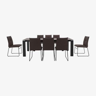 Furniture Village Connubia by Calligaris - Gate Extra Large Extending Dining Table and 8 Maya Ski Leg Faux Leather Chairs - Ebony